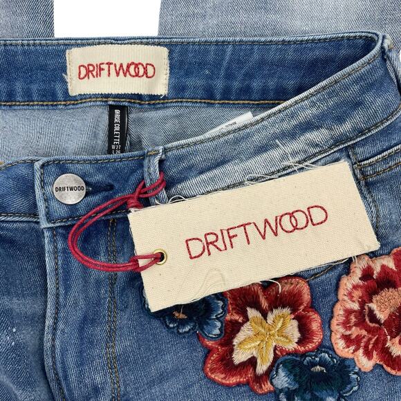 Driftwood Colette High Rise Floral Embroidered Crop Jeans Size 27 - Picture 8 of 9